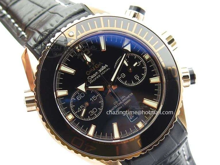 0215 Breathable Seamaster Professional Chrono RG Black Ceramic Black Dial On Black Gummy Strap A 8214
